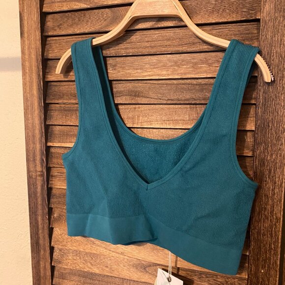 C'est Moi Ribbed Reversable Bamboo Bralette "Emerald" - Picture 2 of 4